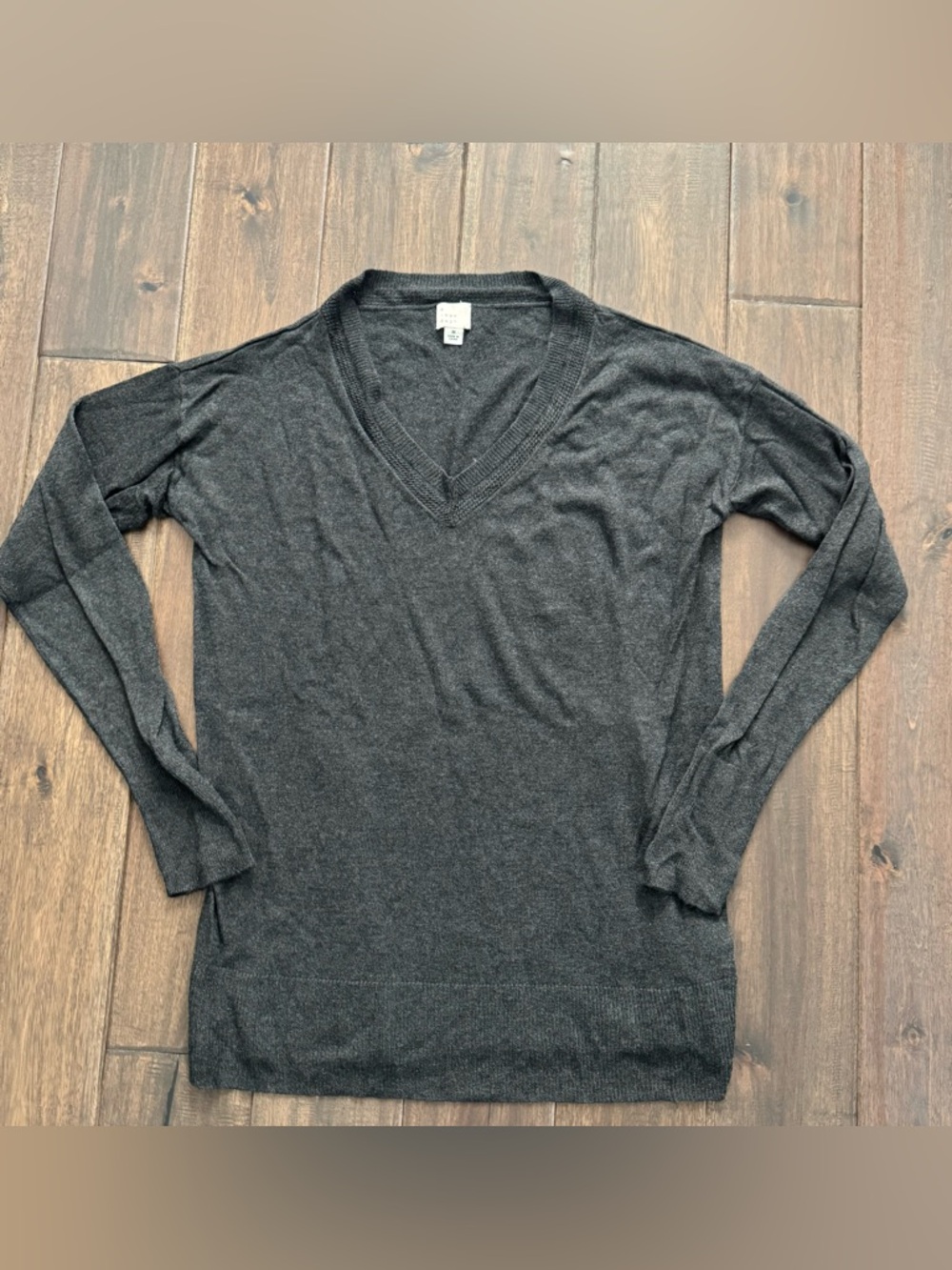 A New Day Dark Gray Casual Knit V-Neck Sweater Womens M